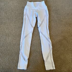 Alo Yoga White Mesh Moto Style Leggings